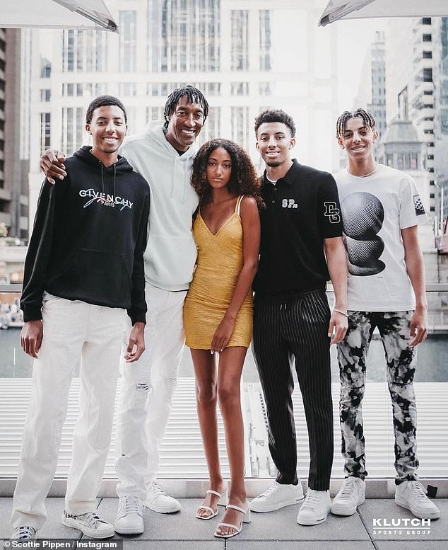 Their four children: the exes share Scotty Pippen Jr., 22, Preston, 20, Justin, 17, and Sophia, 13