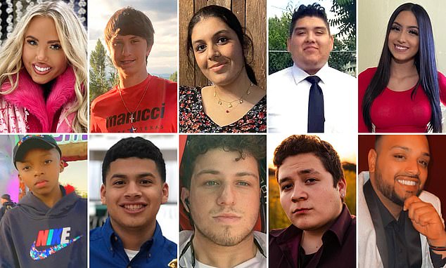 Blood on their hands: Autopsies revealed all 10 fans died of 'compression asphyxia': Madison Dubiski, 23;  John Hilgert, 14;  Bharti Shahani, 22;  Axel Acosta, 21;  Brianna Rodriguez, 16;  Mirza Baig, 27;  Franco Patino, 21;  Jacob Jurinek, 21;  Rodolfo Angel Peña, 23;  and Ezra Blount, 9