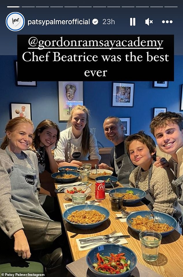 Family: The couple live in Malibu and share sons Fenton, 22, Bertie, 11, and daughter Emilia, 20 (family pictured in December)