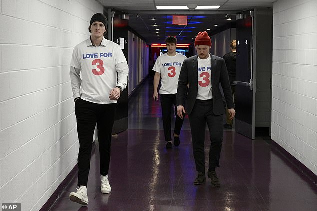 Buffalo Sabers players arrived in DC wearing jerseys in support of Hamlin on Tuesday night.