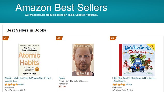 The spare is currently on sale for $22.40 on Amazon US and £14 on the UK site.  The book has already become #2 on Amazon's pre-order bestseller list in the US (pictured) and UK.