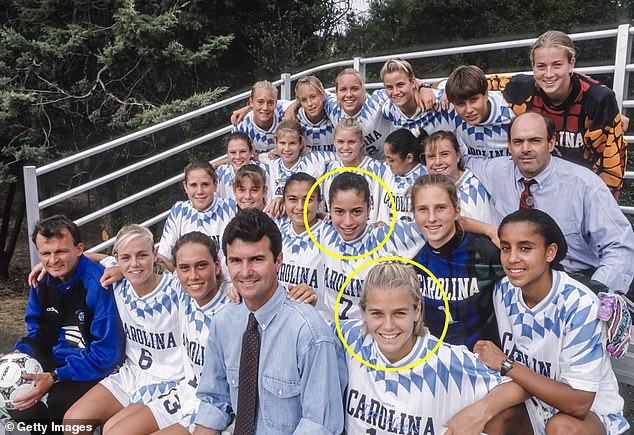 Danielle Reyna (No. 14 - bottom right) and Rosalind Berhalter (No. 7 - second row, third right) were soccer teammates for four years at the University of North Carolina.