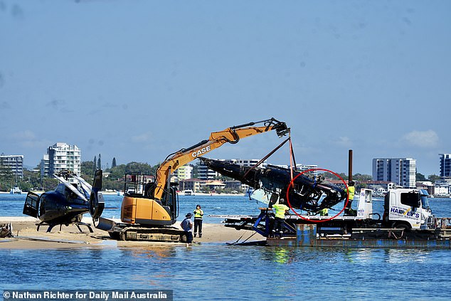 The helicopters collided in Southport Broadwater around 2 pm Monday.