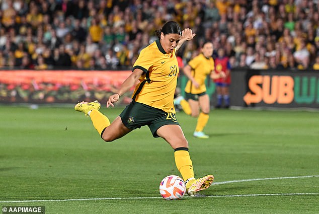 Kerr (pictured) also became Australia's all-time leading goalscorer in 2022, surpassing Socceroos legend Tim Cahill.