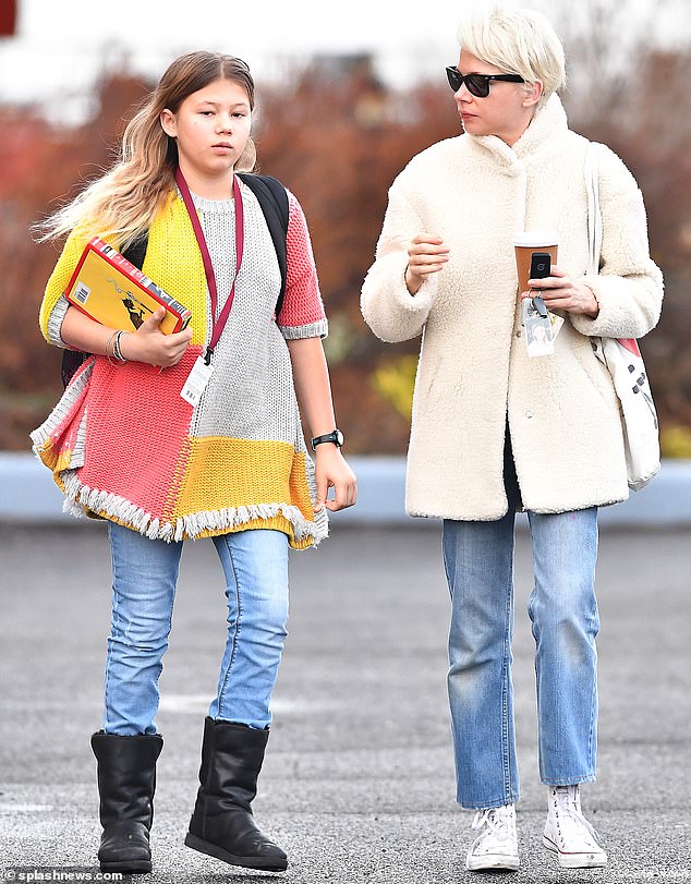 Firstborn: Michelle is pictured with her eldest daughter, Matilda, whom she had from her relationship with the late movie star Heath Ledger.