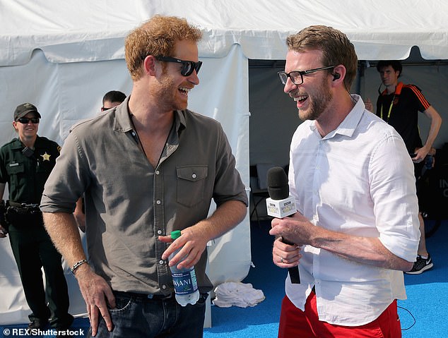 The royal is pictured wearing the leather pendant in 2016 while chatting with JJ Chalmers at the Invictus Games.