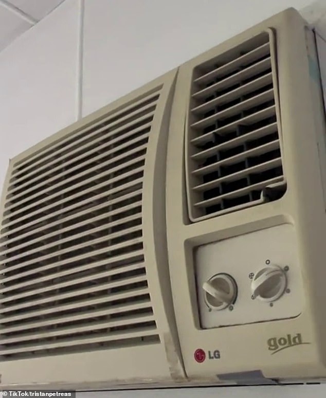 The guest said that the air conditioning unit in his accommodation (pictured) was too noisy to sleep with it on.