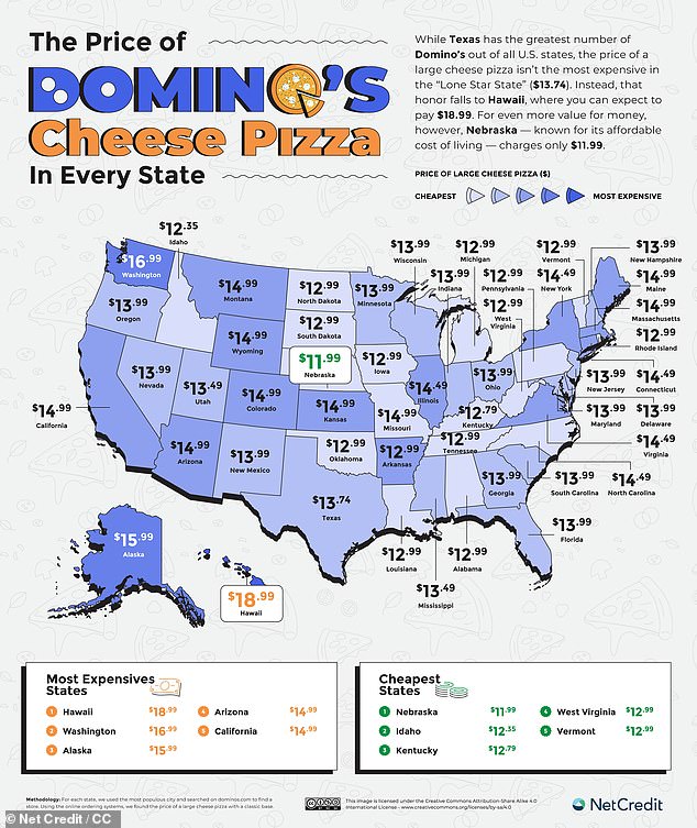 1672932291 438 Maps show cost of Pizza Hut and Dominos cheese pizzas