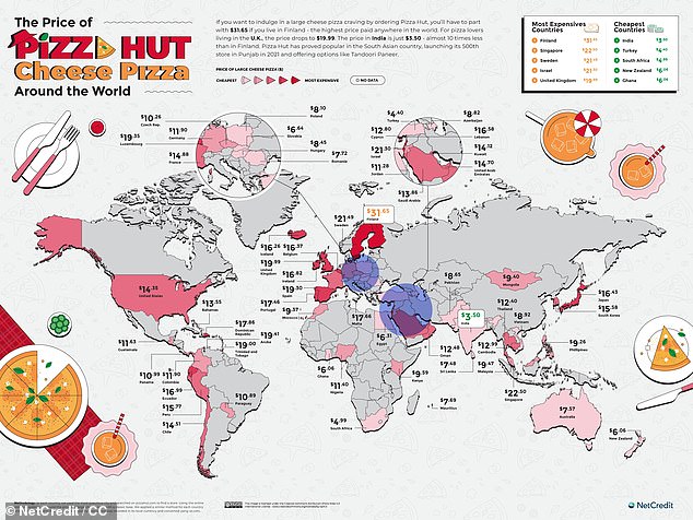 1672932293 942 Maps show cost of Pizza Hut and Dominos cheese pizzas