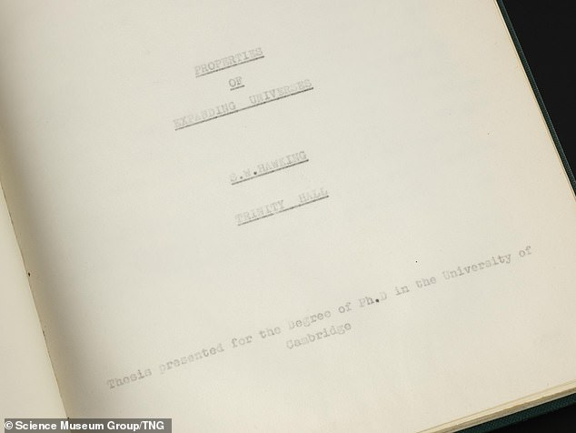 Hundreds of the Cambridge Professor's belongings, including a copy of his 1996 PhD thesis make up part of the exhibition Stephen Hawking at Work