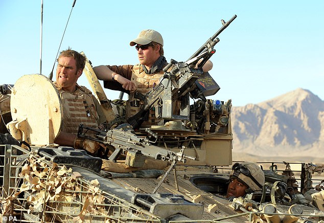 Harry sitting in an armored vehicle in Helmand Province in February 2008