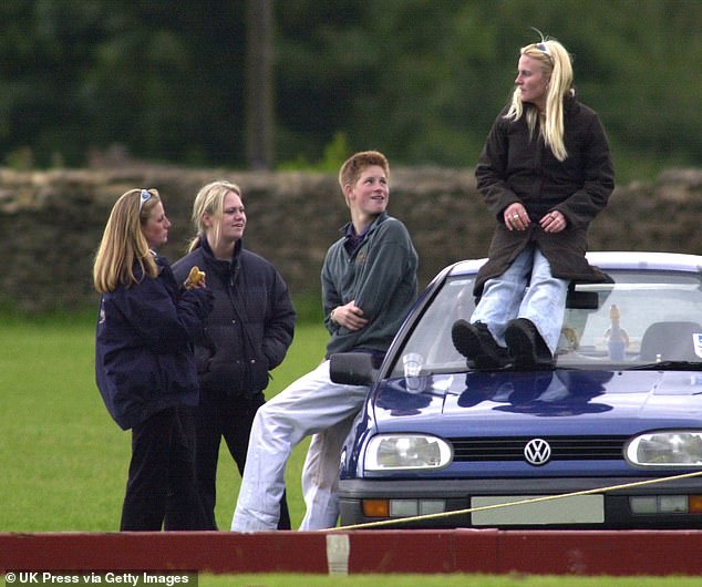 Prince Harry pictured with friends at Beaufort Polo Club in Gloucestershire in 2001