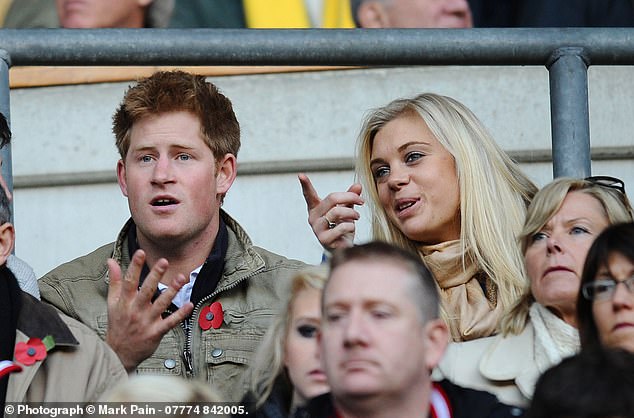 Prince Harry and Chelsea Davy pictured watching a rugby match in Twickenham in 2009. The couple dated on and off for six years starting in 2004.