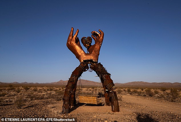 An old Burning Man sculpture that came to Nipton, California