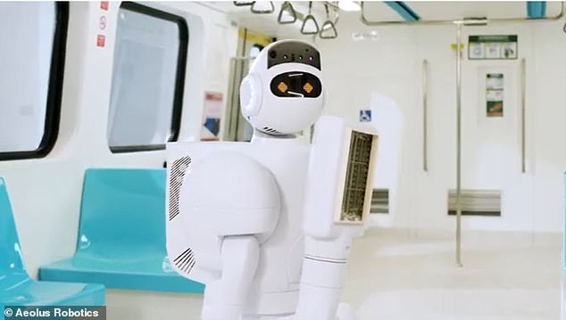 In Japan, Aeolus Robotics said the robot is also being used in hospitals to deliver medical supplies and disinfect facilities