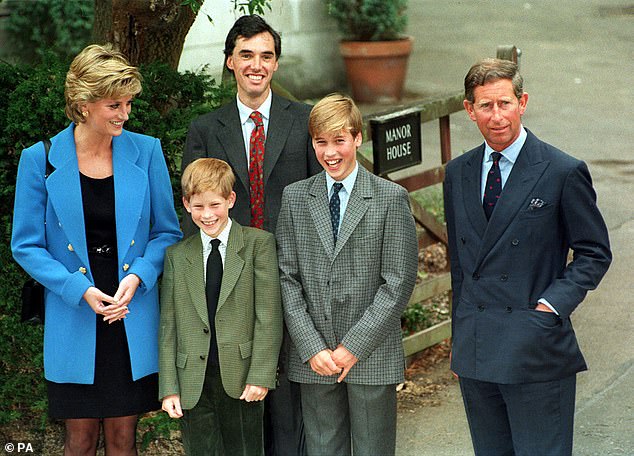 Princess Diana, with Prince Harry, Prince of Wales and King Charles in London in June 1995