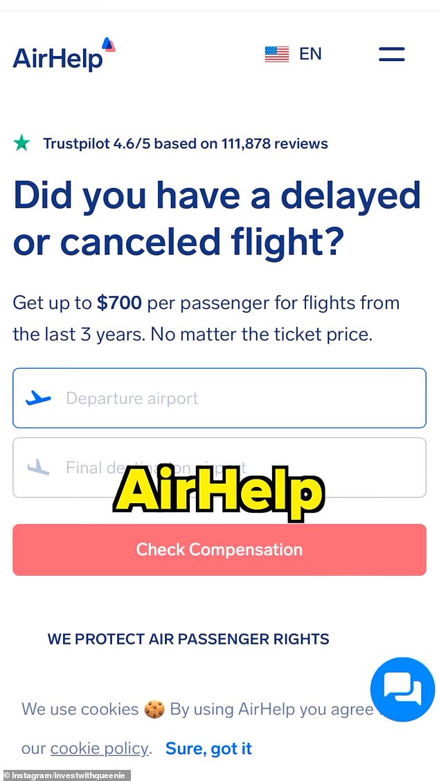 Queenie recommended the AirHelp app, which will take care of the airline's customer support, however, she warned that a commission of 35 percent of the compensated amount is charged.