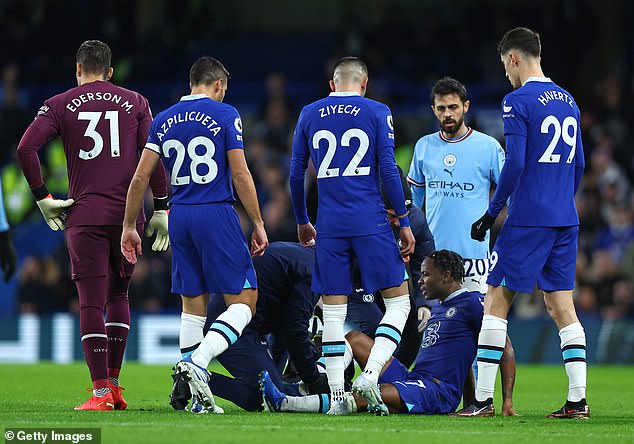 Sterling suffered a right hamstring injury two minutes into the Stamford Bridge game.