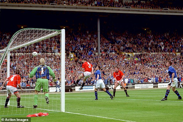 Rideout (centre right) scored the goal that won the Toffees the FA Cup almost 28 years ago