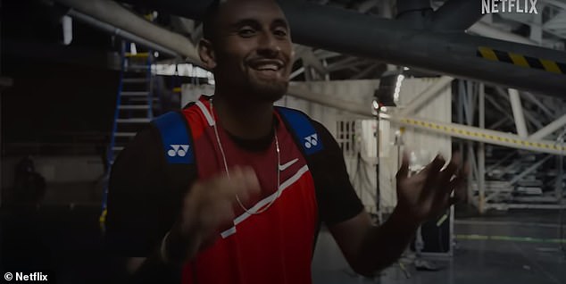 At the end of the trailer, Kyrgios rubs his hands and claps excitedly for the production of the highly anticipated Netflix doco.  