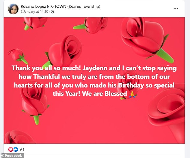 Lopez thanked the members of the group in a post on January 2.