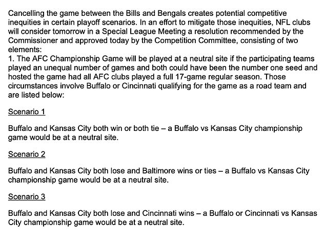 He outlined the three scenarios that would lead up to the AFC Championship game on neutral ground.