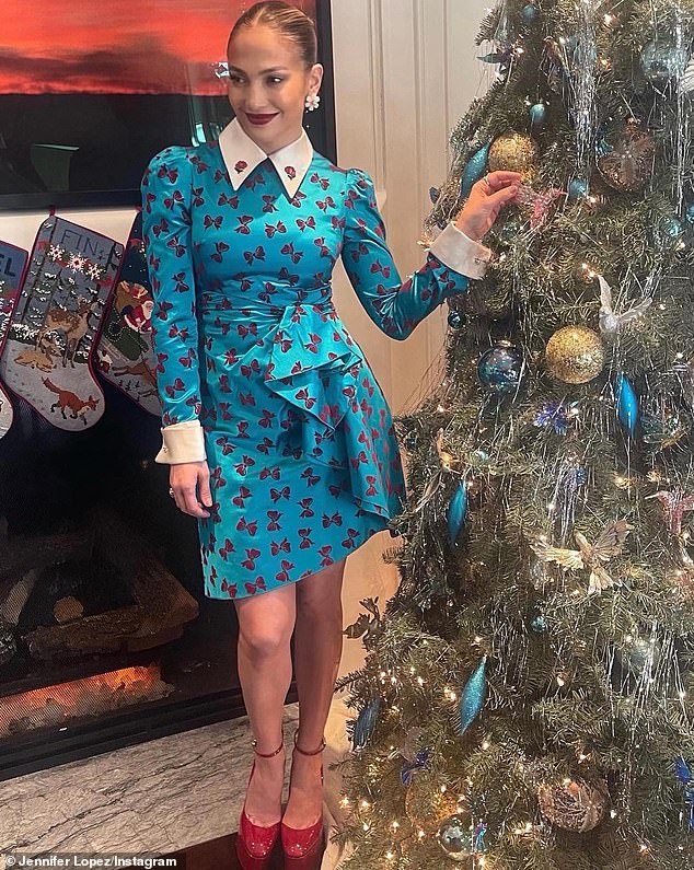 First Christmas: The couple spent their first Christmas season as a married couple and Jennifer gave fans a look at her stunning fir tree on Christmas Day