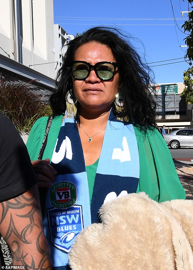 Broncos star Payne Haas's mother, Uiatu 'Joan' Taufua (pictured in 2019) is subject to wellness checks while in jail.