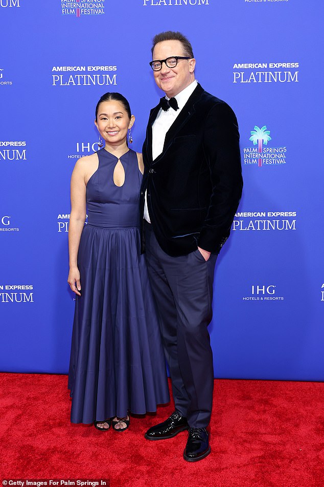 Fraser posed with Hong Chau, who plays his closest confidante in the critically acclaimed film.