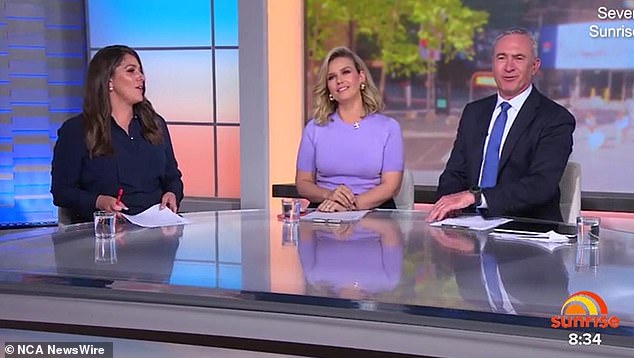 Mylee Hogan (left) had only been welcomed onto the show as a permanent studio host on December 23 before her December 28 outburst.  Her comment drew a surprised reaction from her co-hosts, Mark Beretta and Edwina Bartholomew.