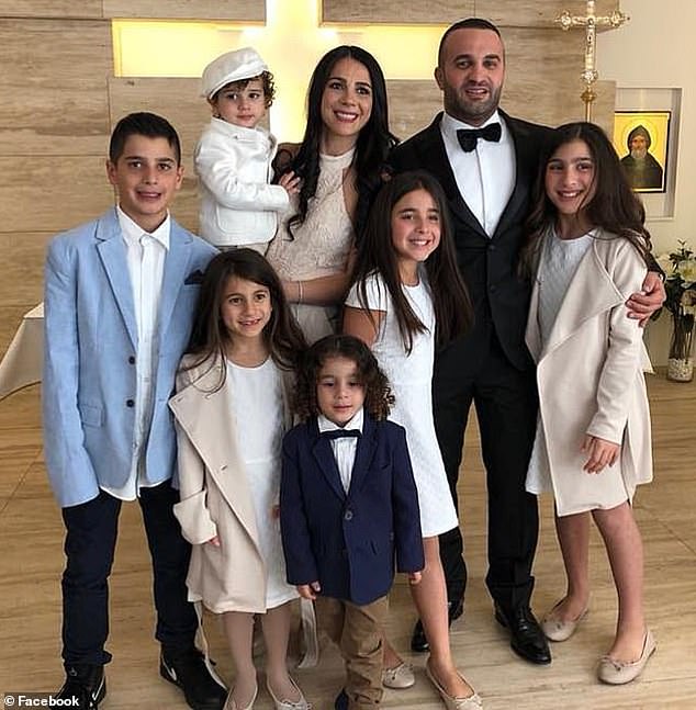 Sydney's mother, Leila Abdallah (in the center of the photo with her husband Danny and their children) approached Mr. Tadros and spoke to him on the phone.