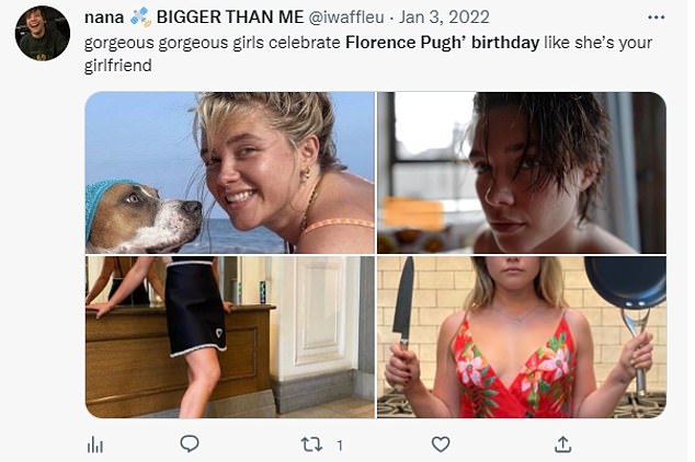 1672991879 299 Florence Pugh tucks into a giant cake at her 27th