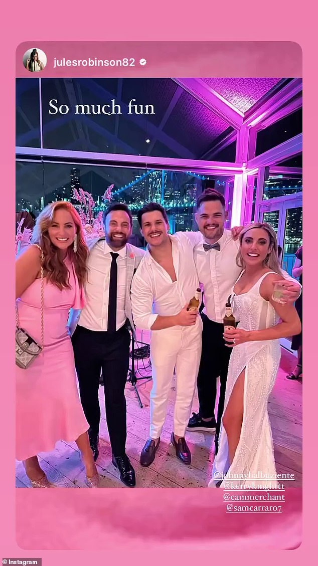 His former co-stars in attendance included Sam Carraro and his partner in the MAFS success story Cameron James and his wife Jules Robinson.