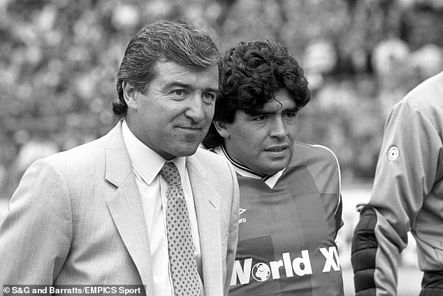 Venables took charge of a Rest of the World XI with Diego Maradona at Wembley in 1987