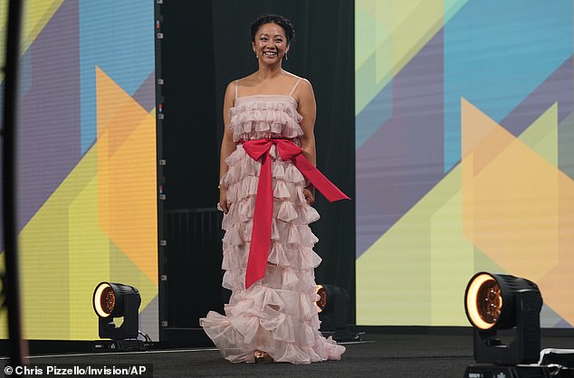 Proud: Hsu also appeared on the film festival stage to help introduce Yeoh