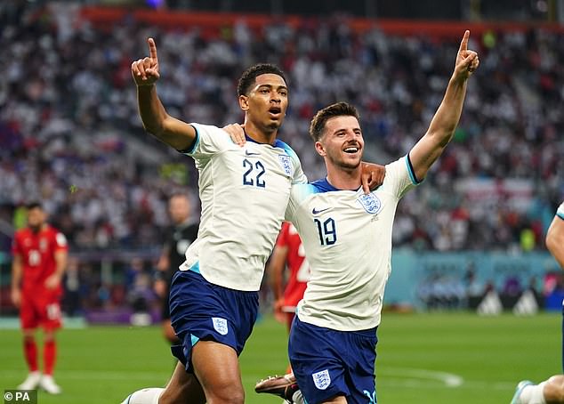 Bellingham (left) enjoyed an excellent World Cup with England, scoring in the win over Iran