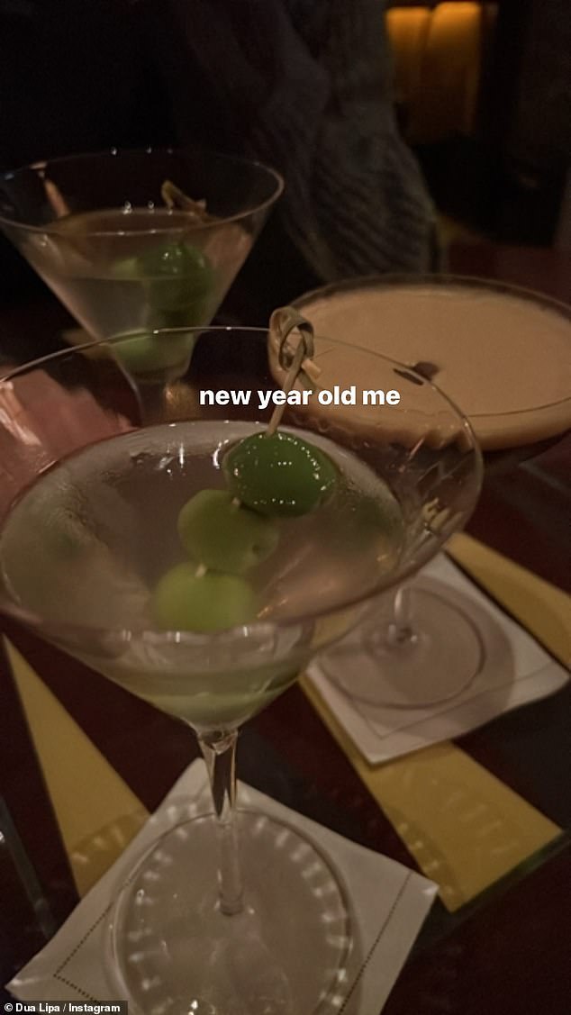 'New Year's Me': She posted another snapshot of her margarita cocktails while enjoying casual dining at Rita's in Soho, London.