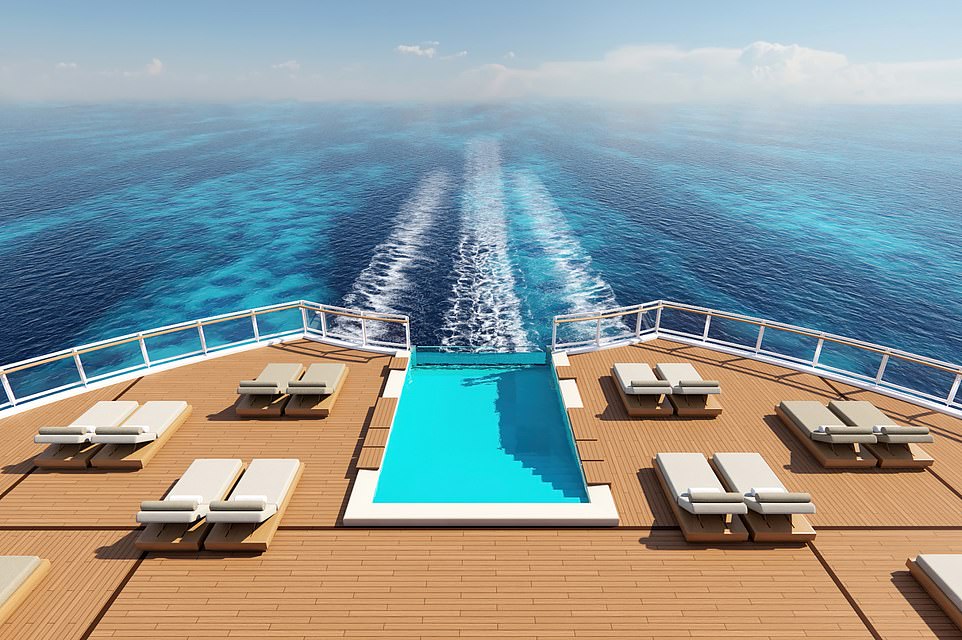 Above is a rendering of a stunning infinity pool aboard Norwegian Cruise Line's new ship Norwegian Viva.