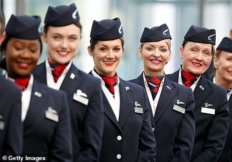 The previous British Airways uniform (above) was designed by Julien MacDonald