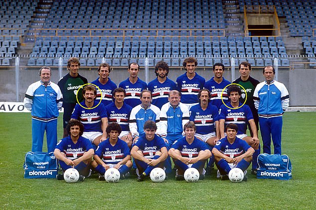 Souness (circled on the left) was a teammate of Vialli (circled on the right) during his time at Sampdoria.