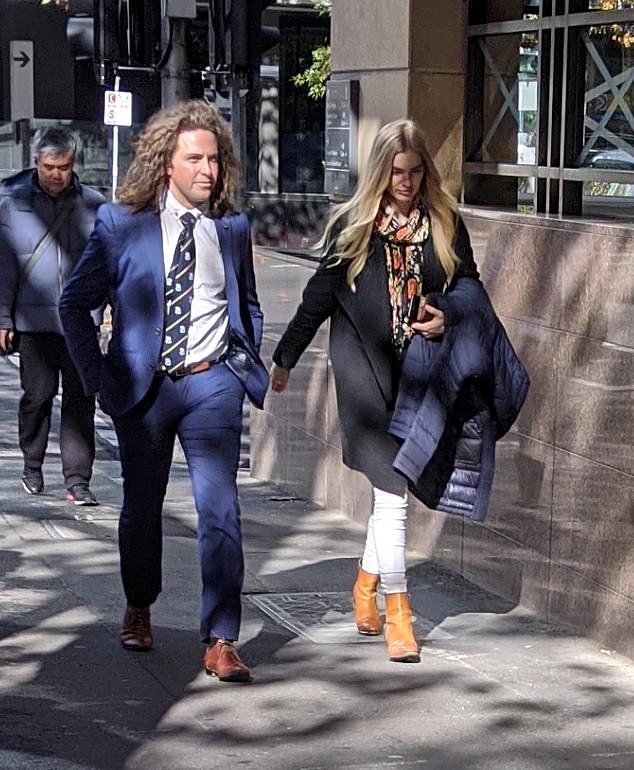 Alexandra McDonough, 29, from Dromana, walks into a Melbourne court hand in hand in May last year with her then-boyfriend Callum Buczak, 28.