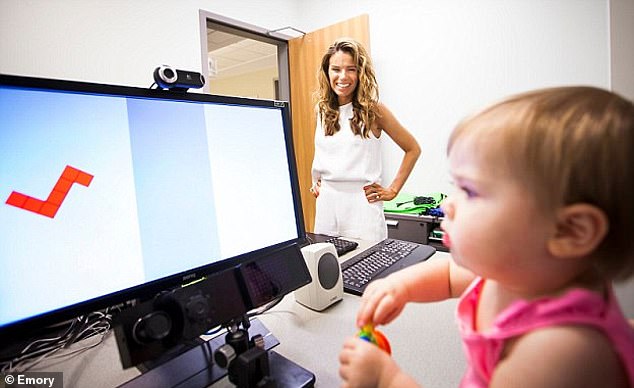 Researchers tested 63 infants, aged between six and 13 months, for a visual-spatial skill known as mental transformation - the ability to transform and rotate objects in 'mental space.' They showed them a series of paired video streams, which both showed a series of two matching shapes, similar to Tetris tile pieces, changing orientation