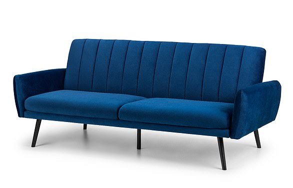 Robert Dyas has the elegant Afina two-seater in deep blue velvet, from £471.99 to £399.99 (photo, robertdyas.co.uk), which would be ideal for an urban decor