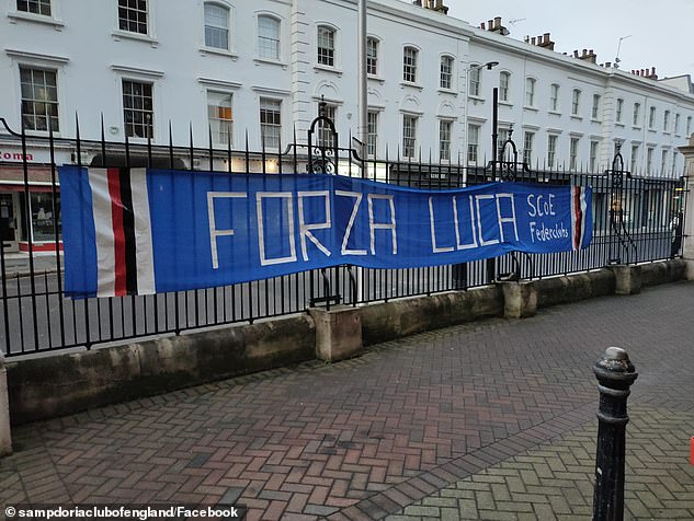 Fans left a support banner outside the hospital where Vialli was being treated.