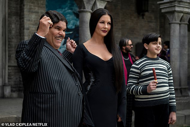 New Series: The spooky drama sees Catherine Zeta-Jones playing the one and only Morticia, and her husband Gomez played by Luis Guzmán, along with Uncle Fester (Fred Armisen) and Pugsley (Isaac Ordonez)