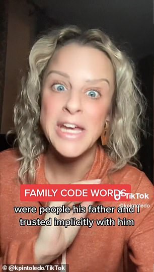 The educator and her husband first came up with a code word when their son was three years old to help him figure out who was a 