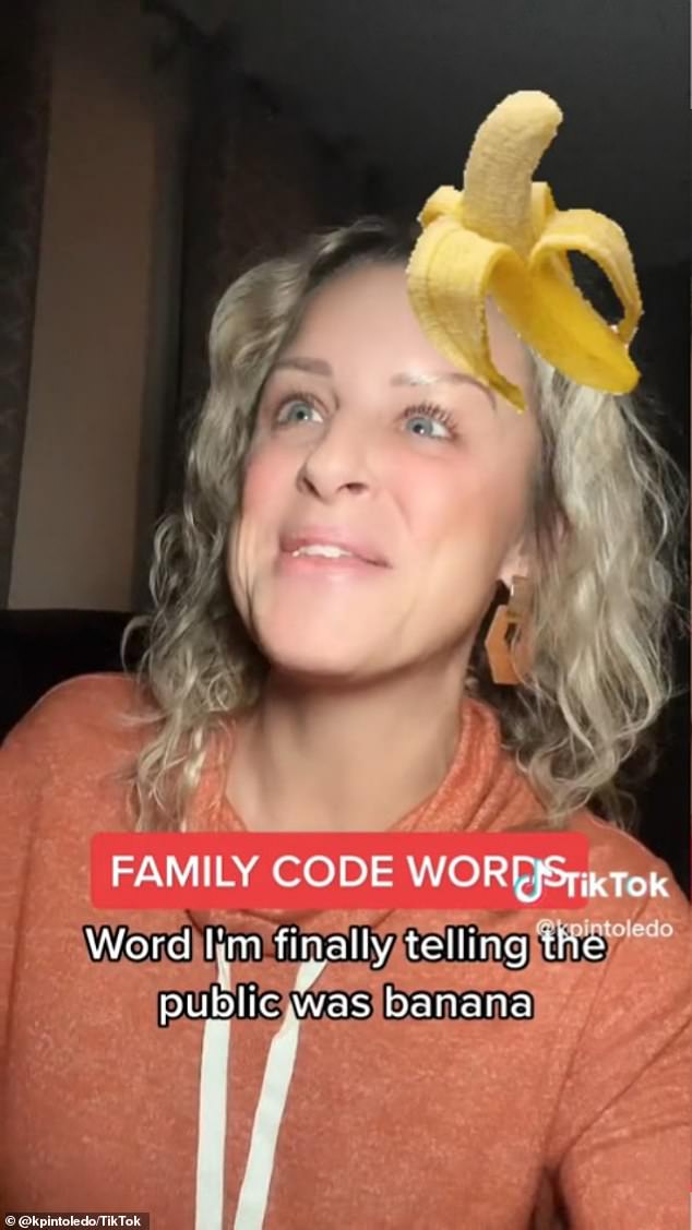 Peters revealed that her family code word is 'banana' and said her 19-year-old son still uses it to this day.