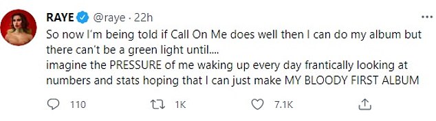 Frustrated: The musician previously took to Twitter to explain his frustration that he claimed the record label wouldn't allow him to release songs, before leaving to go independent (2021 Tweets)