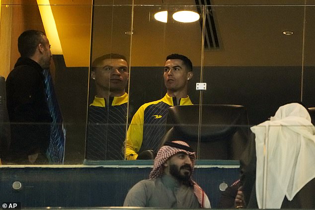 The 37-year-old Portuguese striker, who joined the Saudi Arabian side on a big-money deal in December, watched as his teammates took all three points but surprisingly they went at half time.