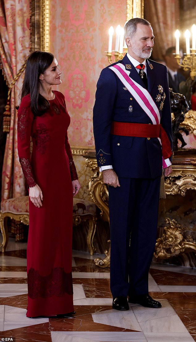 After the military parade, the couple headed inside the palace where they hosted a reception for their guests.